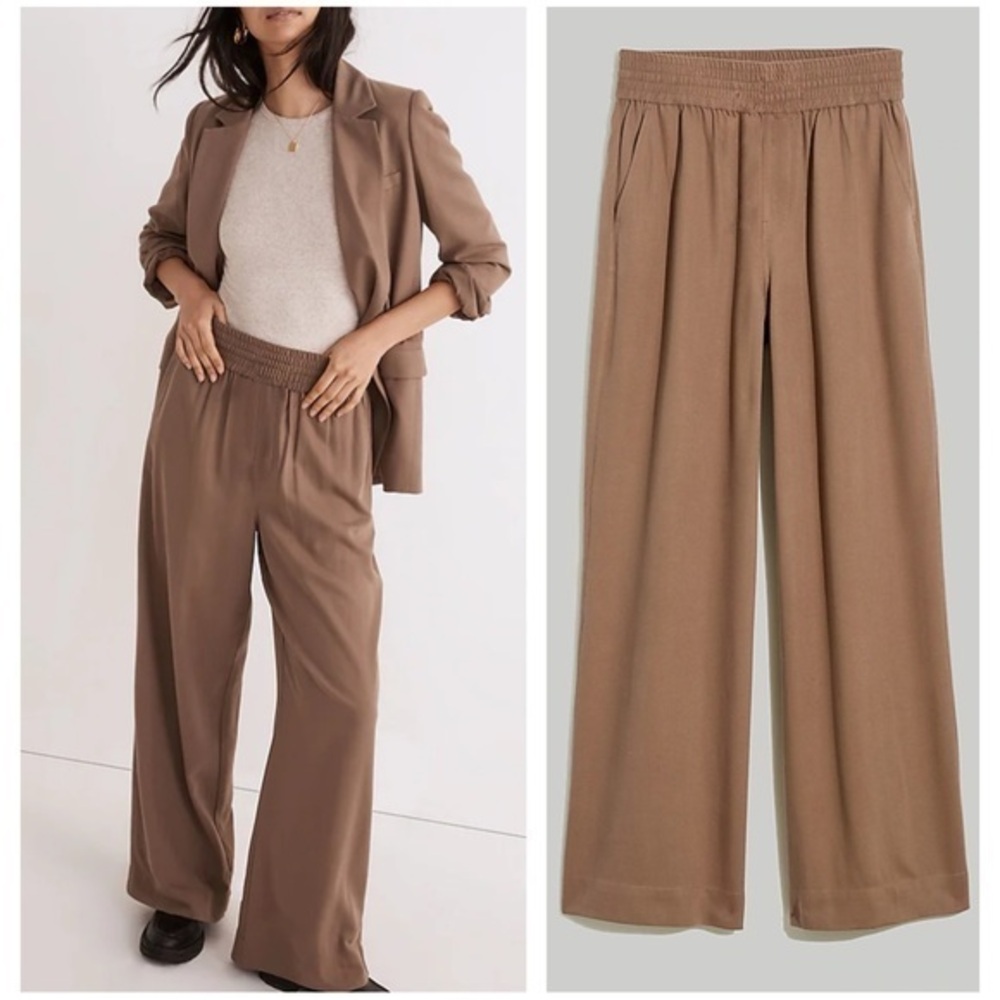 Madewell Wide-Leg Pull-On Pants in Taupe Brown